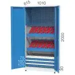 2115 – 2 AD PLEKSİLİ KAPAKLI, 4 AD.SABİT CNC TUTUCU RAFLI, 96 AD.CNC TUTUCU KAPASİTELİ, KİLİTLİ CNC TAKIM DOLABI