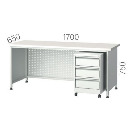 3775 – WORKBENCH 3 DRAWERS, PEGBOARD, ELECTRICAL PANEL and FLUORESCENT