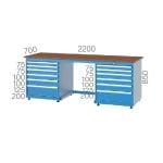 3425– WORKBENCH WITH 12 DRAWERS, CUPBOARD, LINBIN BOXES AND LIGHTING SYSTEM
