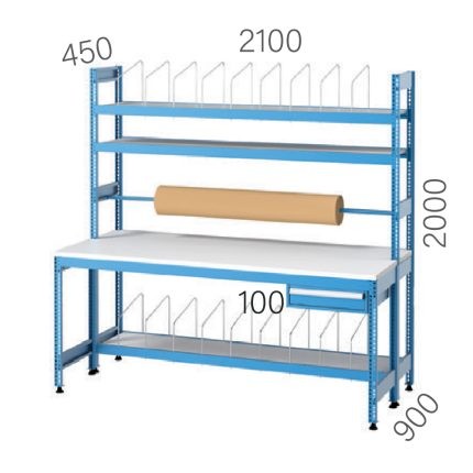 3409 – PACKAGING DESK 1 DRAWER and 3 FIXED SHELVES