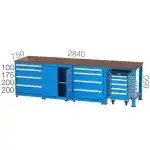 3422 – WORKBENCH WITH 10 DRAWERS, 2 CUPBOARDS AND 4 UPPER CABINET