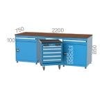 3430 – 12 ÇEKMECELİ VE DOLAPLI ELEKTRİK PANOLU FLORESANLI ÇALIŞMA TEZGAHI