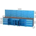 3507 – 18 ÇEKMECELİ KAPAKLI DOLAPLI AVADANLIK KUTULU ASKI PANOLU ELEKTRİKLİ ÇALIŞMA TEZGAHI