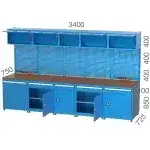 3507 – 18 ÇEKMECELİ KAPAKLI DOLAPLI AVADANLIK KUTULU ASKI PANOLU ELEKTRİKLİ ÇALIŞMA TEZGAHI