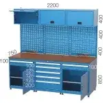 3546 – WORKBENCH WITH 5 DRAWERS, 2 CUPBOARDS AND 3 UPPER CABINET