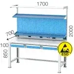 3638 – ESD LEVHALI AVADANLIK KUTULU TEK ÇEKMECELİ ASKI PANOLU RAFLI ELEKTRİK PRİZLİ VE IŞIKLI ELEKTRONİKÇİ ÇALIŞMA MASASI