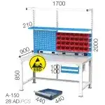 3657 – ESD LEVHALI AVADANLIK KUTULU TEK ÇEKMECELİ ASKI PANOLU RAFLI ELEKTRİK PRİZLİ VE IŞIKLI ELEKTRONİKÇİ ÇALIŞMA MASASI