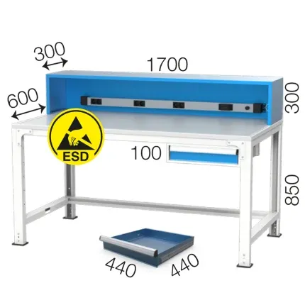 3662 – ESD LEVHALI TEK ÇEKMECELİ ELEKTRONİKÇİ ÇALIŞMA MASASI