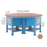 3820 – 3 ADET 1 ÇEKMECE, YARIM KAPILI DOLAPLI ALTIGEN ÇALIŞMA TEZGAHI