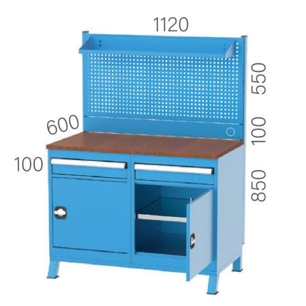 3919 – DUAL BENCH 2 X CABINET 1 DRAWER, PEGBOARD