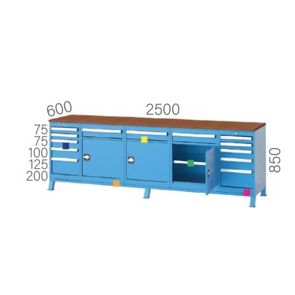 3965 – WORKBENCH 13 DRAWERS, 3 CABINETS DOORS