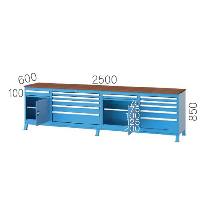 3985 – WORKBENCH 12 DRAWERS, 2 CABINETS DOORS