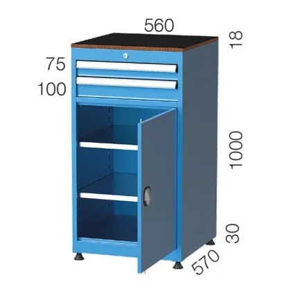 5145 –  INDUSTRIAL CABINET 2 DRAWER, 2 SHELF, LOCKABLE DOOR