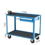 8009 – 2 ÇEKMECELİ 2 KATLI ASKI PANOLU UZUN TİP MALZEME TAŞIMA ARABASI