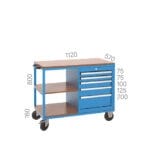 8023 – MOBILE WORKBENCH WITH CUPBOARD AND 5 DRAWERS