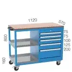 8051 – 1 ÇEKMECELİ 1 DOLAPLI ASKI PANOLU TEKERLEKLİ ÇALIŞMA ARABASI