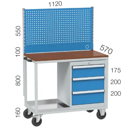 8026 – MOBILE WORKBENCHE WITH 2 SHELVES