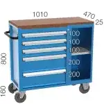 8536 – TOOL TROLLEY WITH 5 DRAWERS ,1 SHELF AND TOOL PANEL