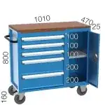 8536 – TOOL TROLLEY WITH 5 DRAWERS ,1 SHELF AND TOOL PANEL