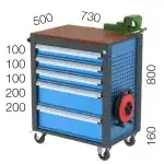 8587 – TOOL CART WITH 7 DRAWERS EXTENSION CABLE AND VICE