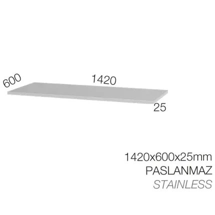 8900-26.142 – GARAJ SETİ ÇALIŞMA TEZGAHI ÜZERİ PASLANMAZ SAC KAPLAMA – 1420 X 600 MM ÖLÇÜLERİNDE