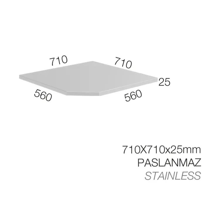 8900-26.778 – GARAJ SETİ KÖŞE ÇALIŞMA TEZGAHI ÜZERİ PASLANMAZ SAC KAPLAMA – 710 X 710 MM ÖLÇÜLERİNDE