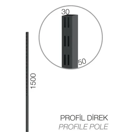 8900-35.150 – ASKI PANOSU İÇİN PROFİL DİREK – 1500 MM UZUNLUĞUNDA