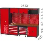8950 – GARAGE SET WITH 5 DRAWERS, WORKBENCH  MATERIAL CABINET, AND PEGBOARD