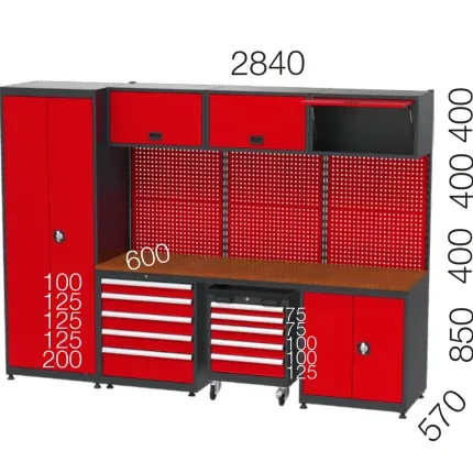 8945 – 5 ÇEKMECELİ UZUN DOLAPLI KISA DOLAPLI TAKIM ARABALI ASKI PANOLU GARAJ SETİ