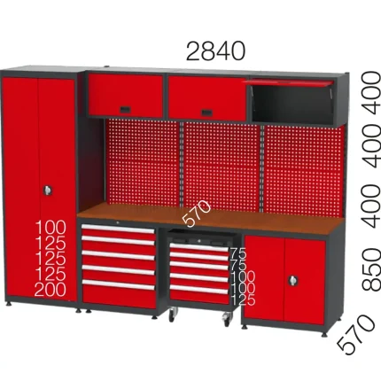 8945 – 5 ÇEKMECELİ ÇALIŞMA TEZGAHLI MALZEME DOLAPLI TAKIM ARABALI ASKI PANOLU GARAJ SETİ