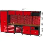 8950 – GARAGE SET WITH 5 DRAWERS, WORKBENCH  MATERIAL CABINET, AND PEGBOARD