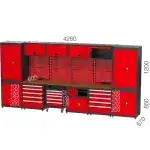 8970 – 15 ÇEKMECELİ ÇALIŞMA TEZGAHLI MALZEME DOLAPLI TAKIM ARABALI ASKI PANOLU GARAJ SETİ