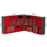 8980 – GARAGE SET WITH 20 DRAWERS , WORKBENCH , MATERIAL CABINETS, TOOL TROLLEY AND PEGBOARD