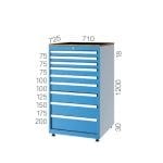 2176 – WORKBENCH WITH 4 DRAWERS LOWER SHELF AND 1 CNC STORAGE DRAWER INCLUDING 12 MORSE HOLDERS