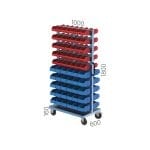 4073 – MOBILE PLASTIC BIN STAND WITH 126 BOXES