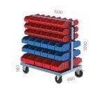 4071 – MOBILE PLASTIC BIN STAND WITH 130 BOXES