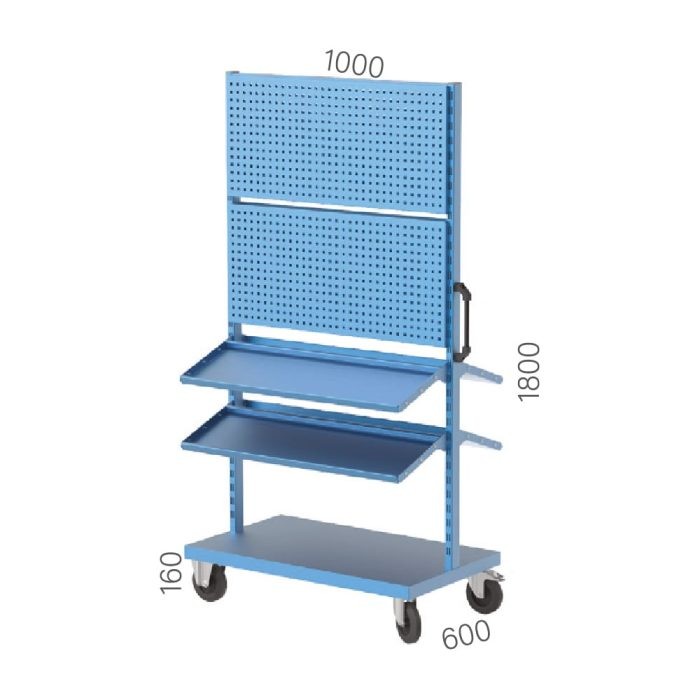 4530 – MOBILE TOOL PANEL WITH 4 SHELVES (1000X600X1800+160MMH)