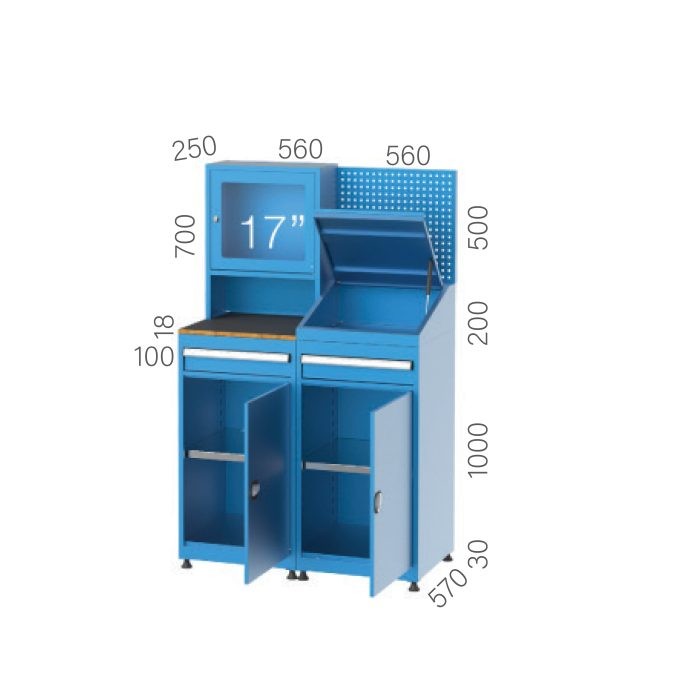 7445 – COMPUTER WORKING STATION 2 DRAWERS, FOREMAN CABIN and HANGER PANEL