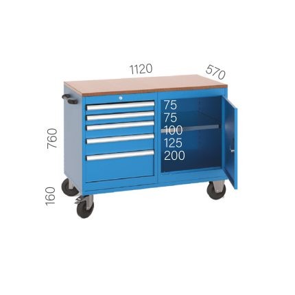 8023 – WORKING CART 5 DRAWERS AND BOARD
