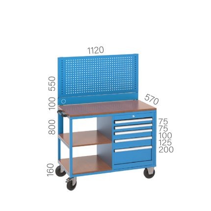 8027 – MOBILE WORKBENCHE 5 DRAWERS AND PEGBOARD