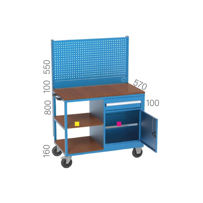 8051 – WORKING CART 1 DRAWER, 1 CABINET, PEGBOARD and WHEELS