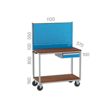 8125 – MOBILE WORKBENCH 1 DRAWER AND PEGBOARD