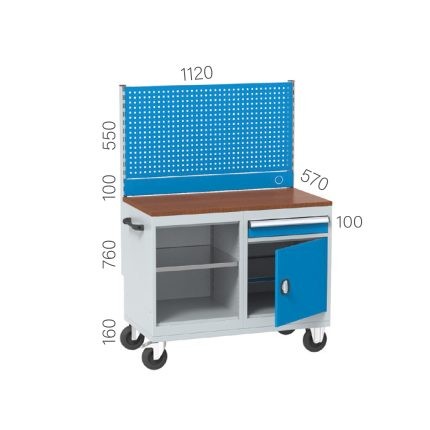 8150 – MOBILE WORKBENCH 1 DRAWER and CABINET 1 SHELF and DOOR