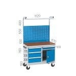 8150 – 1 ÇEKMECELİ KAPILI DOLAPLI, 1 AD.KAPISIZ RAFLI DOLAPLI, TAKIM ASMA PANOLU ÇALIŞMA ARABASI