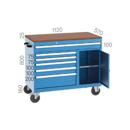 8315 – WORKING CART 6 DRAWERS, CLOSABLE CABINET