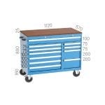 8340 – MOBILE WORKBENCH WITH 6 DRAWERS, CUPBOARD AND PEGBOARD