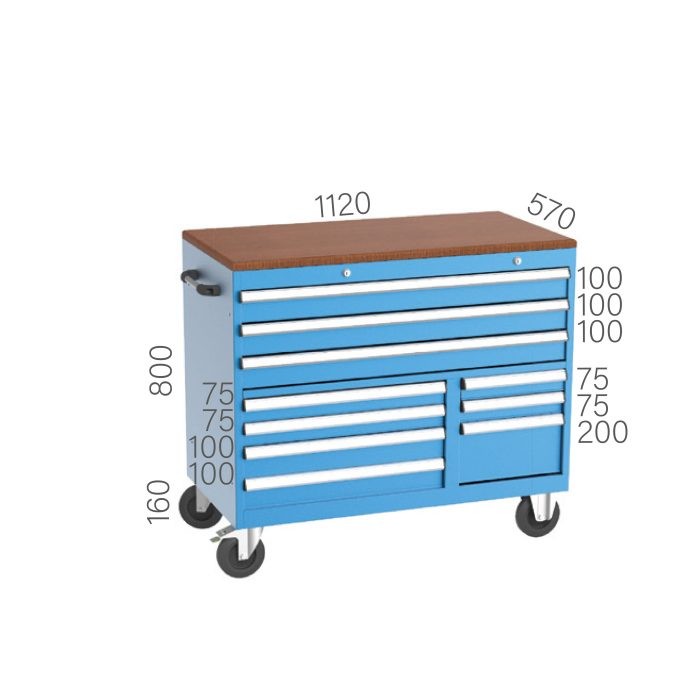 8333 – MOBILE WORKBENCH WITH 3 LONG DRAWERS, 4+3 NORMAL TYPE DRAWERS