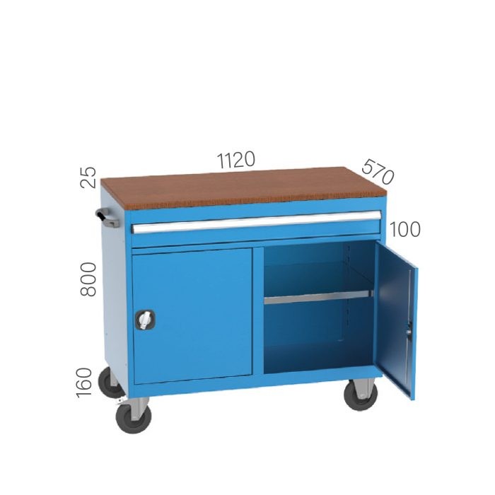 8335 – WORKING CART SINGLE DRAWER, 2 CLOSABLE CABINETS