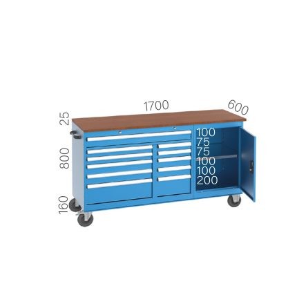 8405 – LONG TYPE WORKING CART 11 DRAWERS, and CLOSABLE CABINET