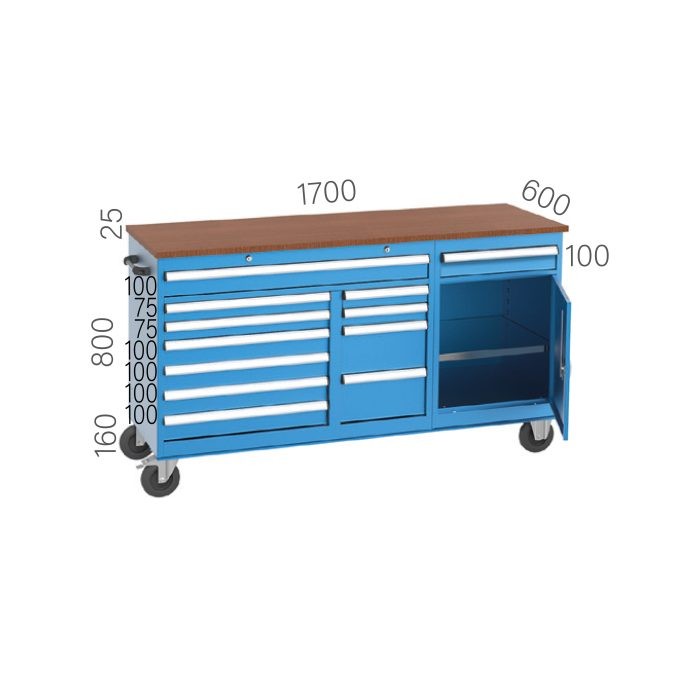 8415 –  LONG TYPE WORKING CART 12 DRAWERS, and CLOSABLE CABINET